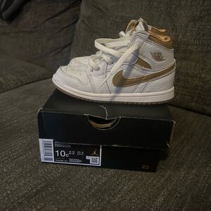 Nike White and Gold Jordan Retro ones